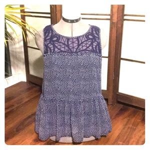 Navy Blue Polka Dot Peplum Blouse